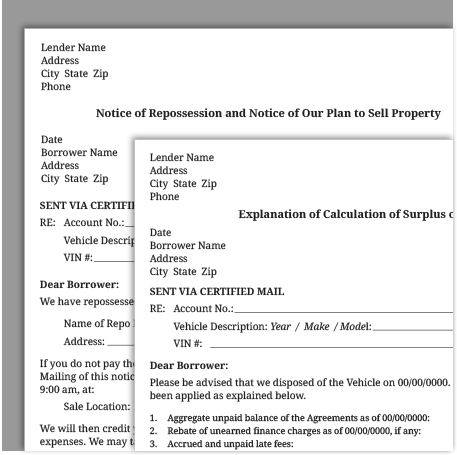 Notice Of Repossession Letter Template from www.consumerslaw.com